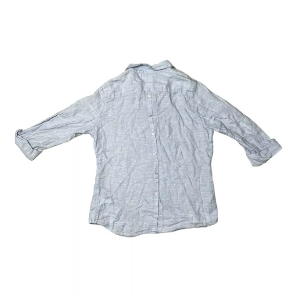 Sigrid Olsen Chambray Button Down Up Blouse Blue 100% Linen Casual Top Size L - Picture 2 of 12